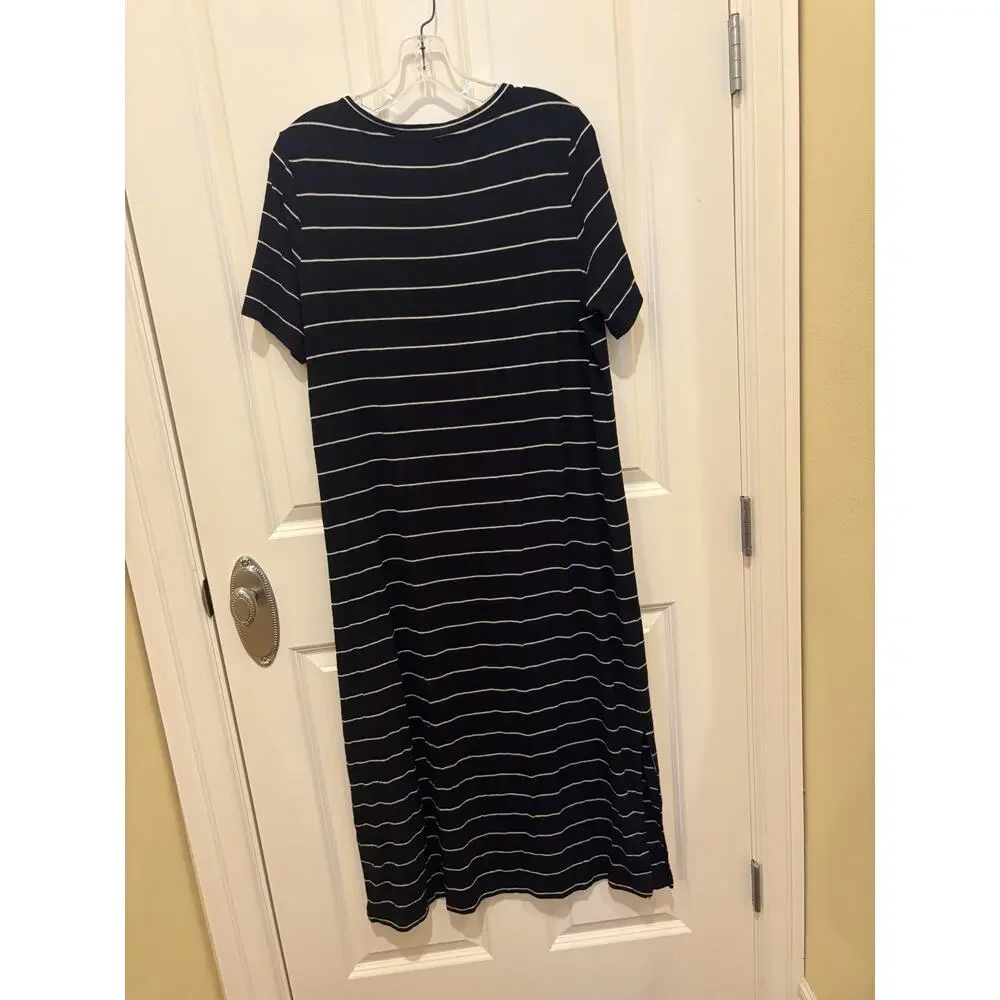 Banana Republic Womens Black Maxi T-Shirt Dress Mock Neck Short Sleeve Size L